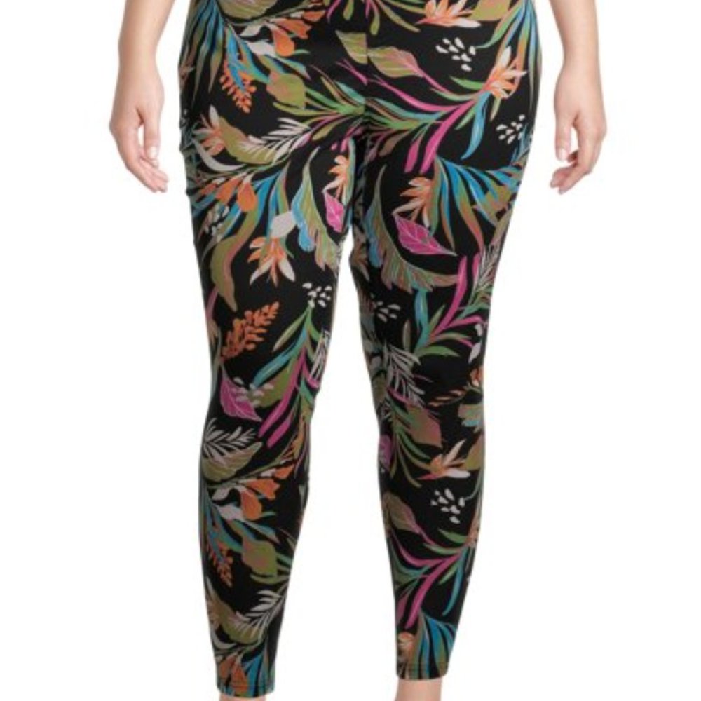 Terra & Sky Women’s Pull On TROPICAL Skinny Jeggings Leggings 1X
